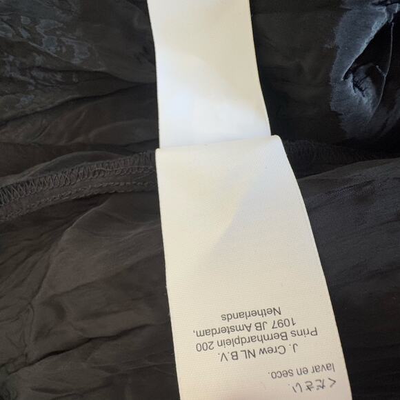 J. Crew Women's Palermo Dress in Viscose-Blend Crinkle Black Size Large NWT - Picture 11 of 15